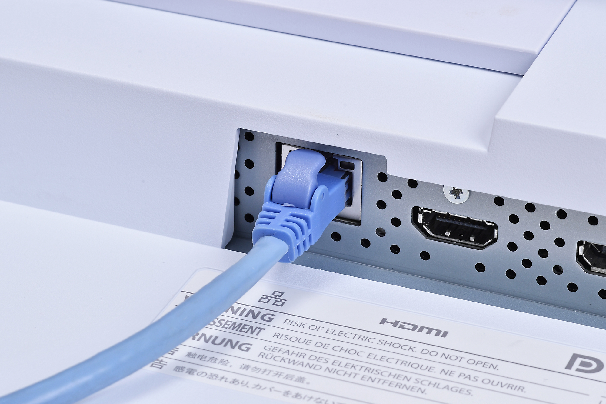 Connect your router or hub directly to the monitor's LAN port for a stable wired connection.